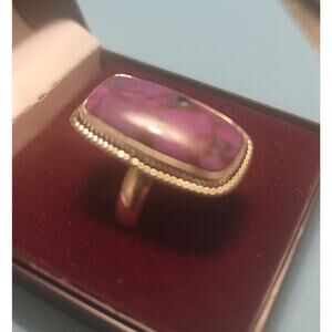 Purple and copper turquoise ring in sterling silver